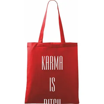 Nákupní taška Karma nápis velký - Taška bavlněná - 42 x 38 cm ( Červená )