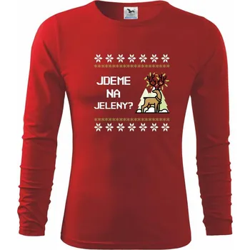 Dětská móda Jdeme na jeleny - Triko dětské Long Sleeve - 104-110cm / 3-4 roky ( Červená )