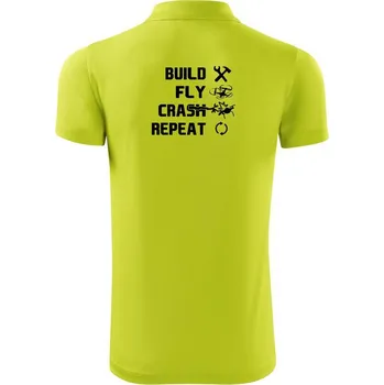 Pánská košile Dron Build fly crash repeat - Polokošile Victory sportovní (dresovina) - 3XL ( Limetková )