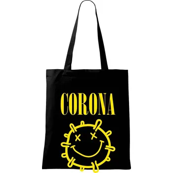 Nákupní taška Corona žluté logo - Taška bavlněná - 42 x 38 cm ( Černá )