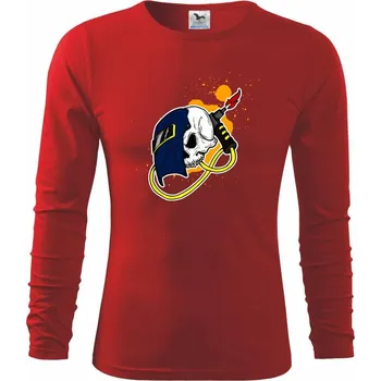 Chlapecké tričko Svářeč - kreslená lebka - Triko dětské Long Sleeve - 122 cm/6 let ( Červená )