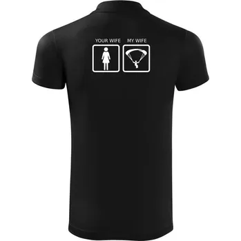Pánská košile Paragliding - Your wife my wife - Polokošile Victory sportovní (dresovina) - L ( Černá )
