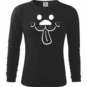 Chlapecké tričko Pes obličej - Triko dětské Long Sleeve - 122 cm/6 let ( Černá )