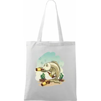 Opilá ryba - Taška bavlněná - 42 x 38 cm ( Bílá )