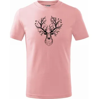 Chlapecké tričko Jelen ilustrace - Tričko dětské bavlněné - 158 cm/12 let ( Růžová )