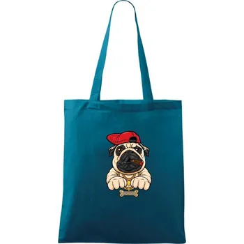 Mopsík hip hop - Taška bavlněná - 42 x 38 cm ( Petrolejová )
