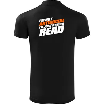 Pánská košile I'm not antisocial i'd just rather read - Polokošile Victory sportovní (dresovina) - M ( Černá )