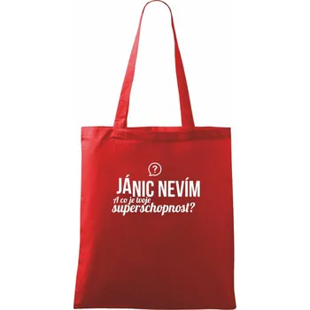 Nákupní taška Já nic nevím - tvoje superschopnost? rovný nápis - Taška bavlněná - 42 x 38 cm ( Červená )