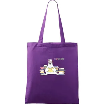 I love reading medvěd - Taška bavlněná - 42 x 38 cm ( Fialová )