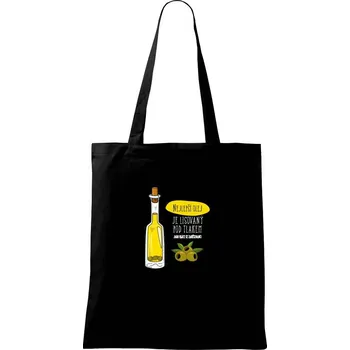 Nákupní taška Nejlepší olej je lisovaný pod tlakem - Taška bavlněná - 42 x 38 cm ( Černá )