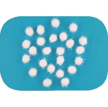 Vánoční dekorace Kuličky plyšové bílé 1,5 cm, 24 ks v sáčku 3294