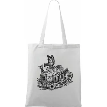 Foťák kreslený motýl - Taška bavlněná - 42 x 38 cm ( Bílá )