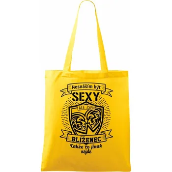 Nákupní taška Nesnáším být sexy - Blíženec - Taška bavlněná - 42 x 38 cm ( Žlutá )
