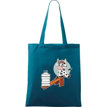 Kravka na houpačce - Taška bavlněná - 42 x 38 cm ( Petrolejová )