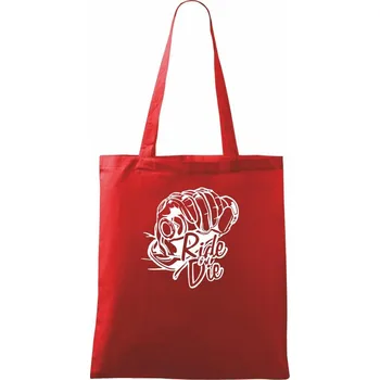 Nákupní taška Ride or Die moto - Taška bavlněná - 42 x 38 cm ( Červená )