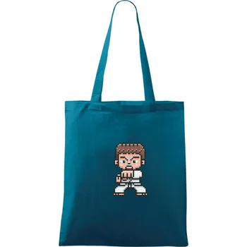 Karate pixel - Taška bavlněná - 42 x 38 cm ( Petrolejová )