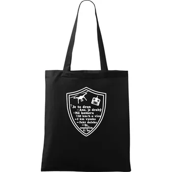 Nákupní taška Dron otázky - Taška bavlněná - 42 x 38 cm ( Černá )