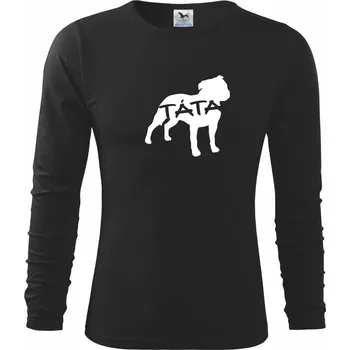 Chlapecké tričko Stafordširský bullteriér táta obrys - Triko dětské Long Sleeve - 122 cm/6 let ( Černá )