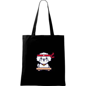 Nákupní taška Bišonek karatista - Taška bavlněná - 42 x 38 cm ( Černá )