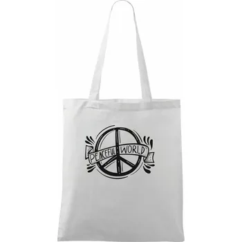 Peaceful world logo - Taška bavlněná - 42 x 38 cm ( Bílá )