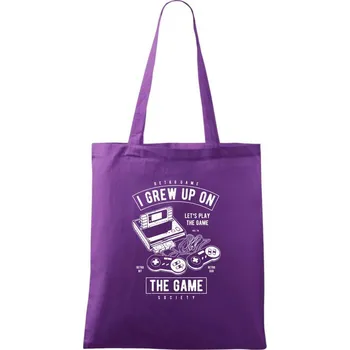 Nákupní taška Grew Up On The Game - Taška bavlněná - 42 x 38 cm ( Fialová )