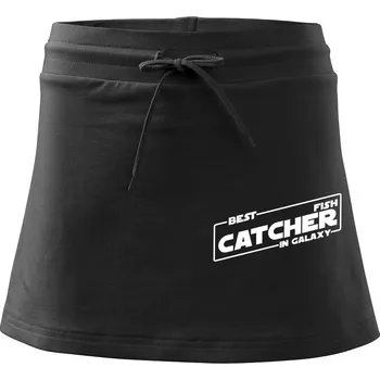 Dámská sukně Rybaření - Best fish catcher in galaxy - Sportovní sukně - two in one - S ( Černá )