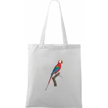 Papoušek červený na větvi - Taška bavlněná - 42 x 38 cm ( Bílá )
