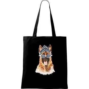 German shepherd se šátkem - Taška bavlněná - 42 x 38 cm ( Černá )