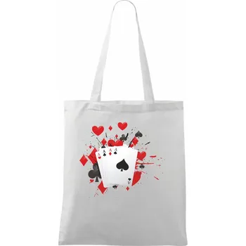 Nákupní taška Poker karty splash - Taška bavlněná - 42 x 38 cm ( Bílá )
