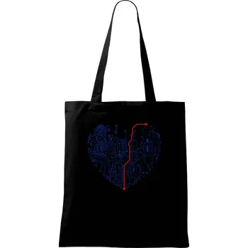 Tištěný spoj srdce - Taška bavlněná - 42 x 38 cm ( Černá )