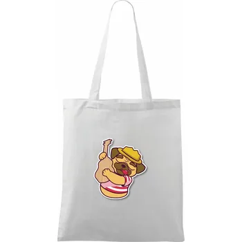 Mops a kytara - Taška bavlněná - 42 x 38 cm ( Bílá )