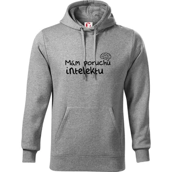 Pánská mikina Mám poruchu intelektu - Mikina pánská Cape s kapucí - L ( Tmavě šedý melír )