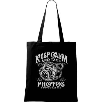 Nákupní taška Keep Calm And Take Photos - Taška bavlněná - 42 x 38 cm ( Černá )