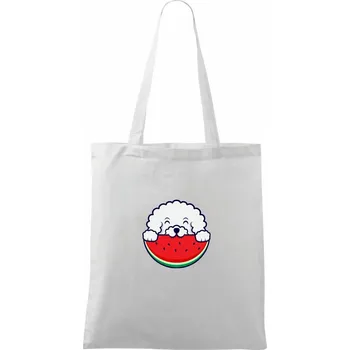 Bišonek s melounem - Taška bavlněná - 42 x 38 cm ( Bílá )