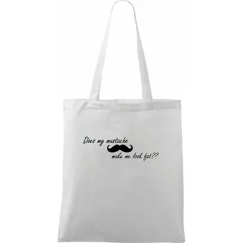Nákupní taška Mustache-does my mustache make me look fat? - Taška bavlněná - 42 x 38 cm ( Bílá )