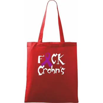 Nákupní taška F*ck Crohns - Taška bavlněná - 42 x 38 cm ( Červená )