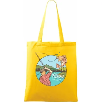 Fishing ovál - Taška bavlněná - 42 x 38 cm ( Žlutá )