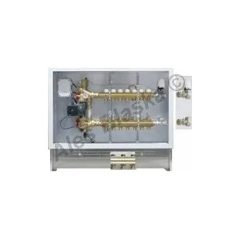 Instalatérský materiál TIEMME - Itálie | Rozvodná a mísící sada pro podlahové vytápění vestavěná v plechové skříni - 11- cestný TM3897G385DPP