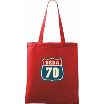 Nákupní taška Děda 70 - Taška bavlněná - 42 x 38 cm ( Červená )