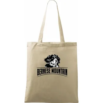 Nákupní taška Bernese mountain - hlava a nápis - Taška bavlněná - 42 x 38 cm ( Naturální )
