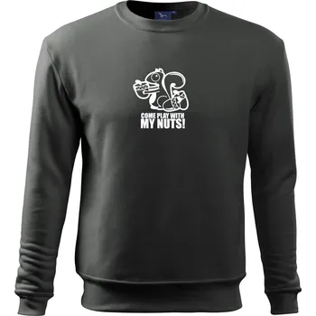 Veverka - Play with my nuts - Mikina Essential dětská - 146 cm/10 let ( Tmavá břidlice (šedá se zeleným nádechem) )