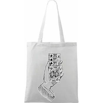 Poker ruka s kartama - Taška bavlněná - 42 x 38 cm ( Bílá )