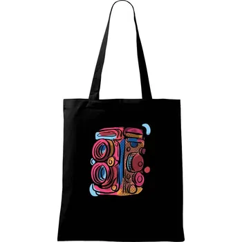 Nákupní taška Foťák barevný - dvě čočky - Taška bavlněná - 42 x 38 cm ( Černá )