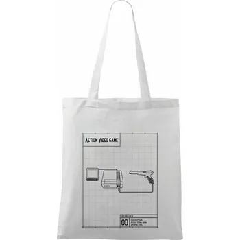 Nákres videohra se zbraní - Taška bavlněná - 42 x 38 cm ( Bílá )