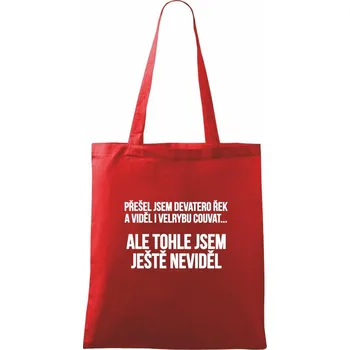Viděl jsem velrybu couvat - Taška bavlněná - 42 x 38 cm ( Červená )