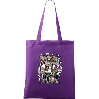 Slon bubeník - Taška bavlněná - 42 x 38 cm ( Fialová )