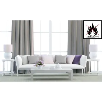 Dekorační látka Blackout nehořlavý - šedá obšití okrajů a našití stužky 150