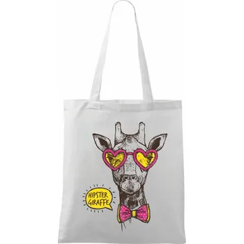 Nákupní taška Hipster Giraffe - Taška bavlněná - 42 x 38 cm ( Bílá )