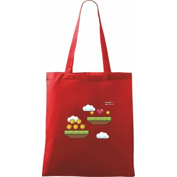 Gamer - stará hra - mince a mraky - Taška bavlněná - 42 x 38 cm ( Červená )