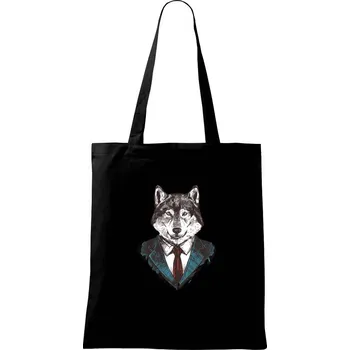 Nákupní taška Vlk gentleman - Taška bavlněná - 42 x 38 cm ( Černá )